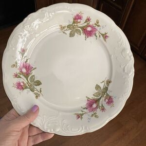 Wawel Pink Pompadour Rose Porcelain 10.5" Dinner Plate Poland Gold Trim Replace